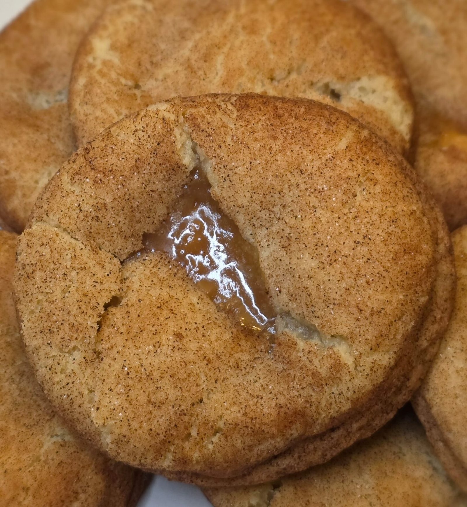 Snickerdoodle cookie stuffed with caramel