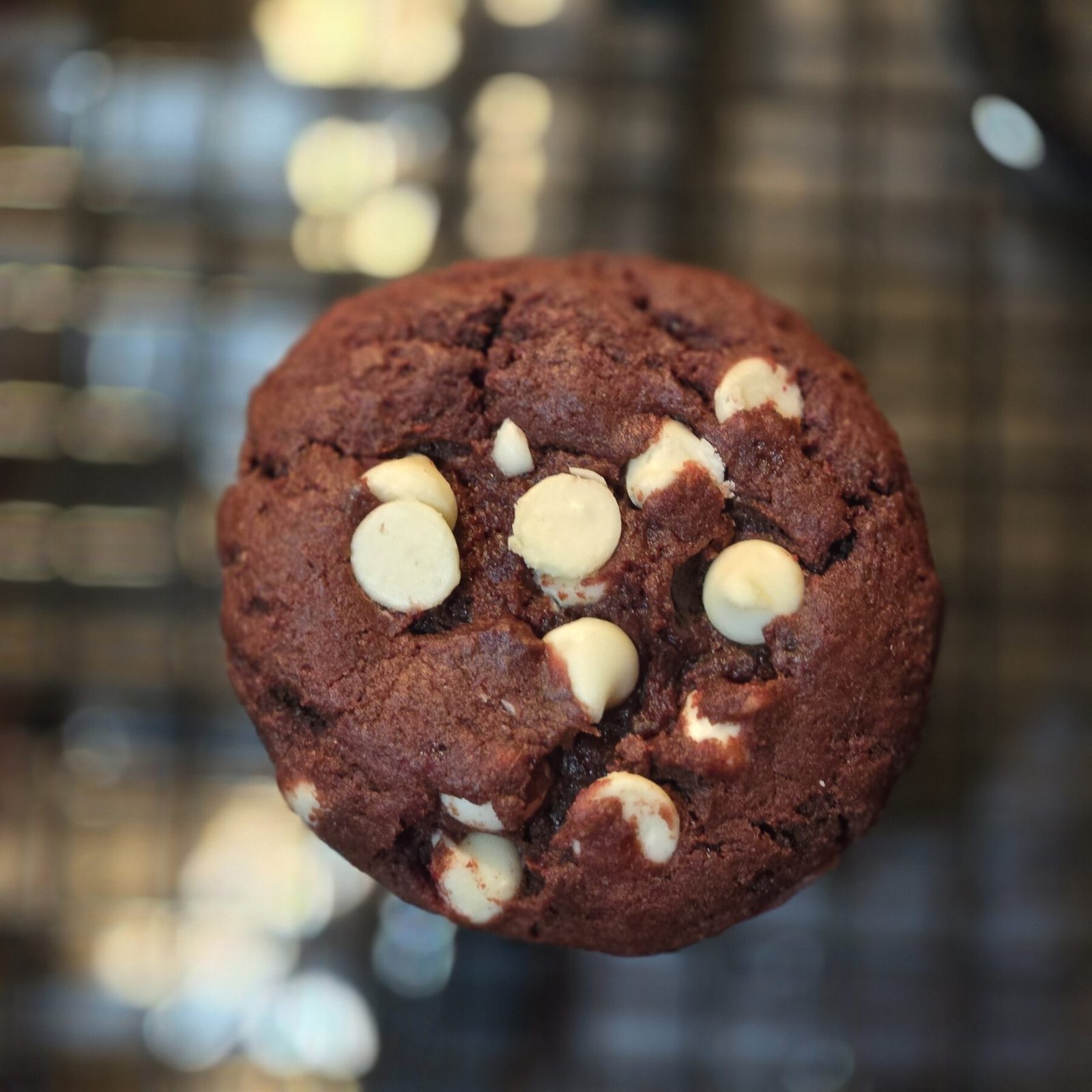 Red velvet cookie with white chocolate chips